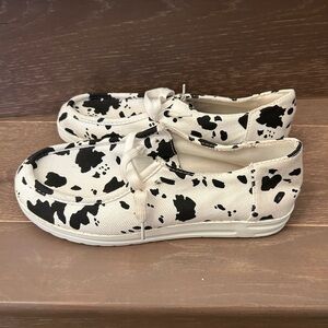 Cow print black and white kids shoes